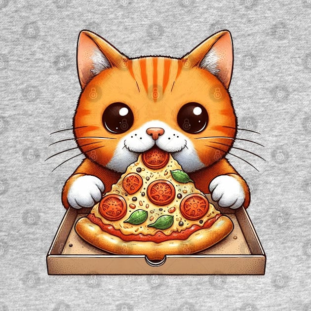 Cat Eating Pizza by PetitMuseau